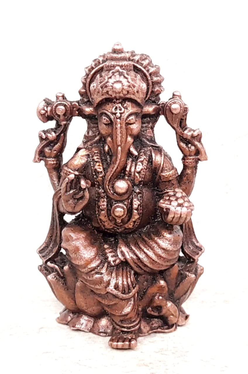Brownish-Orange Copper Idolsby, 2 Inches, Handmade Ganesh, 115Grams, Patina Antique Finish, Pack Of 1 Piece
