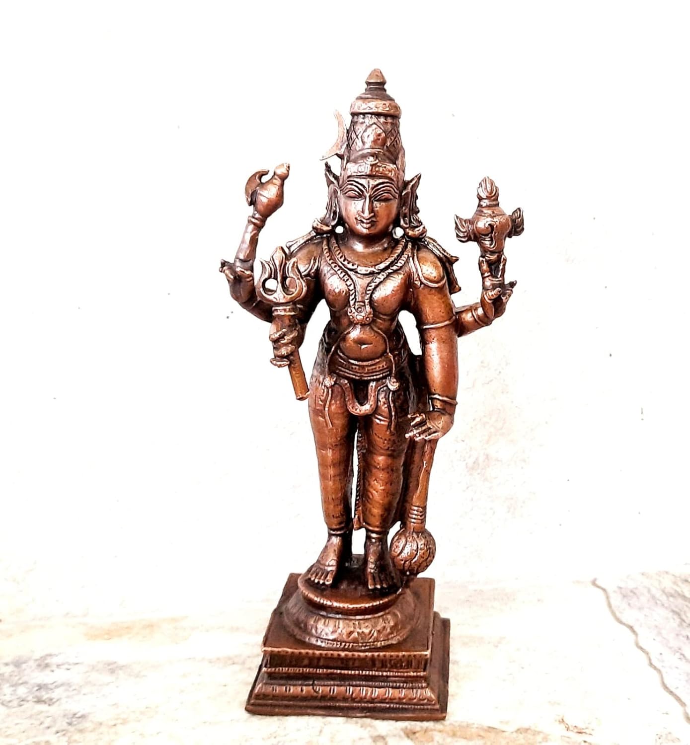 Brownish-Orange Copper Idols Of God Sankaranarayanar By Searchers Paradise, 6 Inches, 800G, Patina Antique Finish, Pack Of 1 Piece