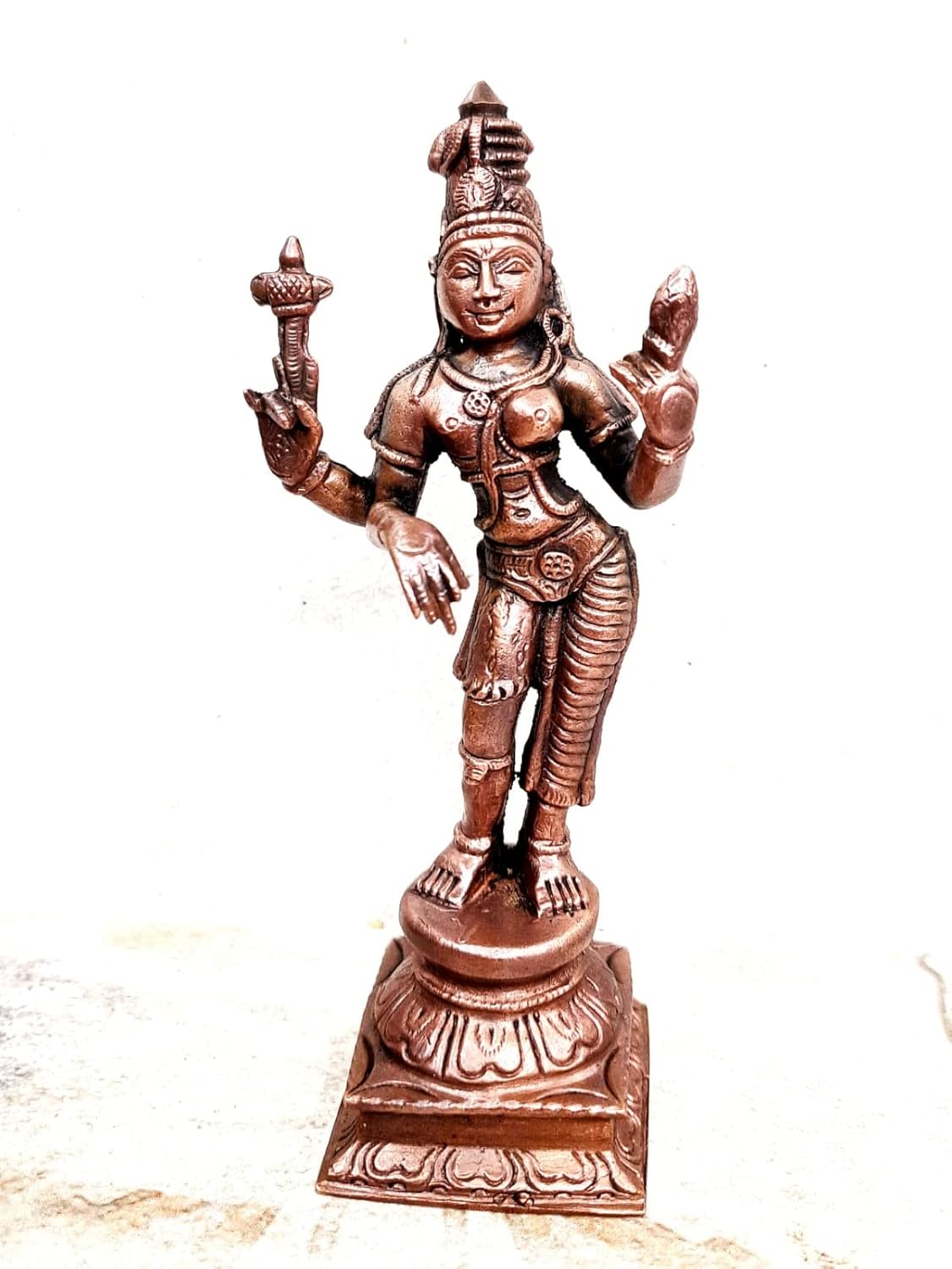 Brownish-Orange Copper Idols Of God Arthanaheeswarar By Searchers Paradise, 6 Inches, 450G, Patina Antique Finish, Pack Of 1 Piece