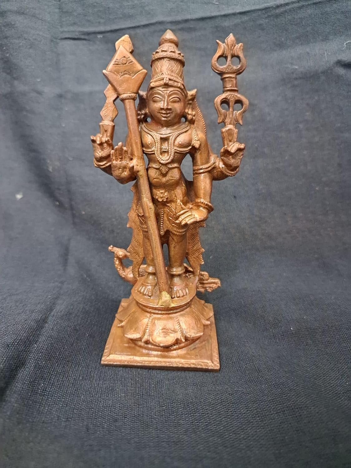 Brown Copper Idols Of God Murugar 4.5 Inches, 386G, Patina Antique Finish, Pack Of 1 Piece