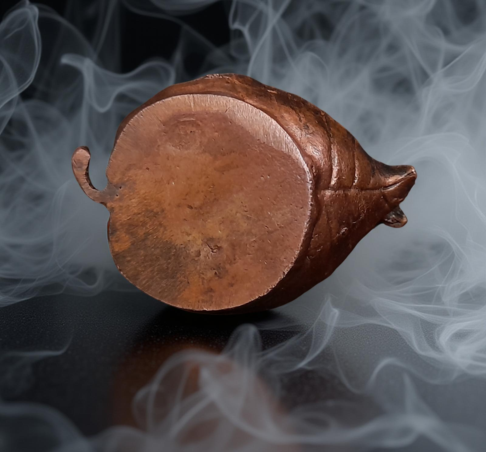 Brownish-Orange Copper Idols, 6 Cm, Handmade Bal Krishna Lying In Banyan Leaf 82 Gram, Patina Antique Finish, Pack Of 1 Piece