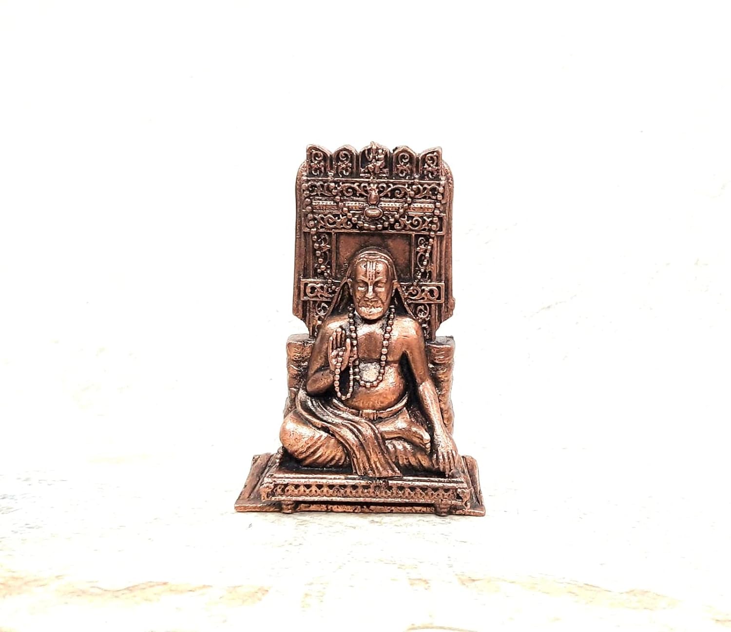 Brownish-Orange Copper Idols, 7Cm, Handmade Ragavendra 124Grams, Patina Antique Finish, Pack Of 1 Piece