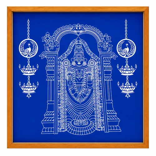 Rangly Sri Venkateshwara Wooden Rangoli Stencil 13x13 In | Pooja Room Kolam
