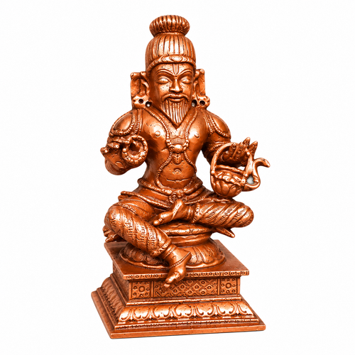 Brown Copper Idols Of Agasthiyar, 3.9 Inches, 480G, Handmade Pack Of 1 Piece