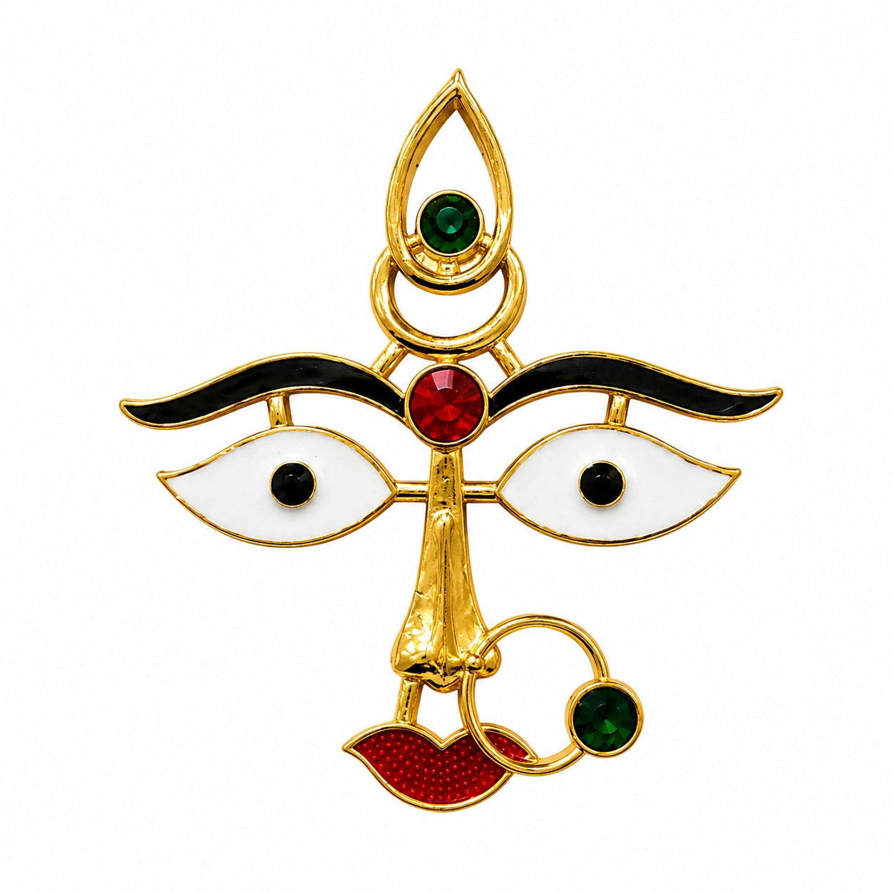 unikraf  Devi Face for Coconut Kalasm | Gold Plated Devi Eyes, Nose & Lips Ornament | Face Decoration for Durga, Lakshmi, Kali & Temple Pooja