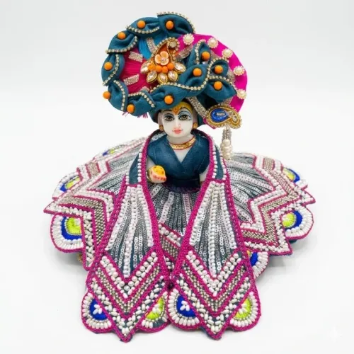 Tiny Shiny Laddu Gopal Poshak Thakur Ji Dress Heavy Designer Dress for Kanha Ji Fancy Dress Size 0-5