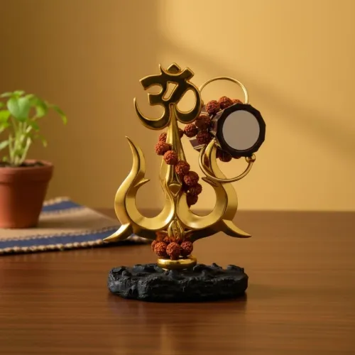 Traditional Trishul with Damru Resin Tabletop Decor