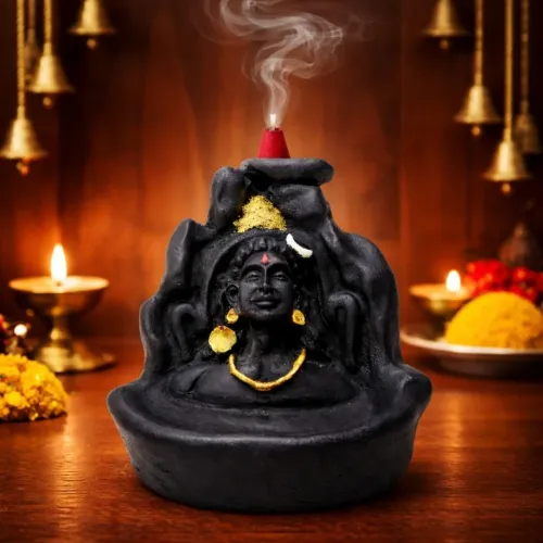 Lord Shiva Adiyogi Statue Backflow Incense Holder with 10 Cones