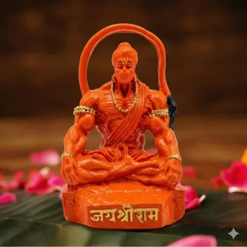 Meditating Hanuman Ji Baahubali Figurine with Jai Shree Ram Base