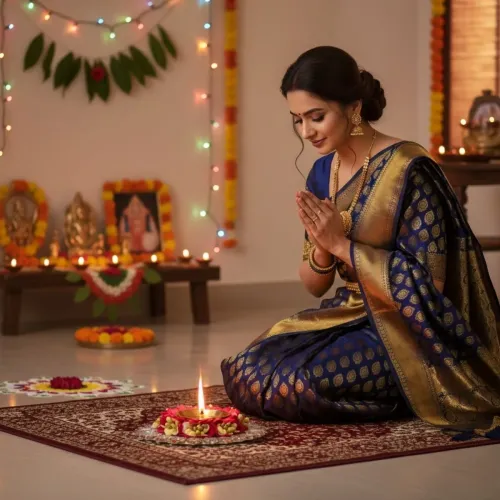 Brass Jyot Diya - Magenta