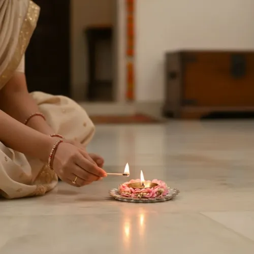 Brass Jyot Diya - Pink