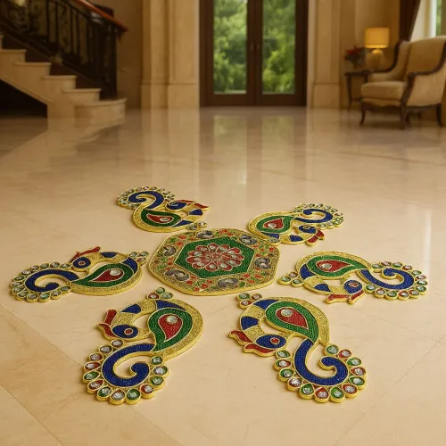 Peacock Meena Stone Rangoli