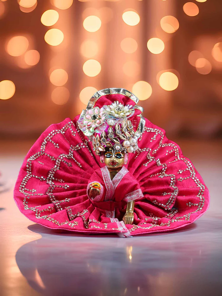 Vastra Saaree Divine pink Laddu Gopal Poshak with Mukut product image