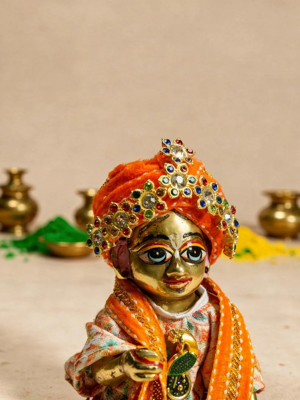Nandlal Braj Style Orange Pagdi for Laddu Gopal Ji product image