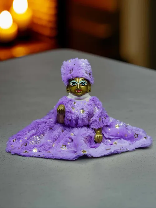 HimRajya Purple Fur Winter 3 pc Poshak Dress for Thakurji
