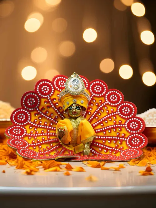 Kanakavalli Yellow - Red Poshak Dress For Thakurji