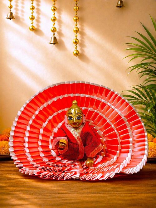 Vritika Red Light Laddu Gopal Gol Poshak