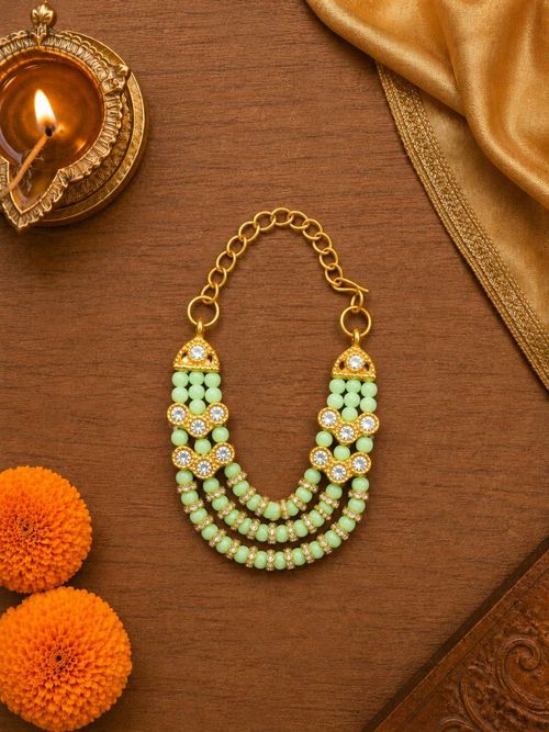 Moti Dhaara Light Green Mala For Thakurji