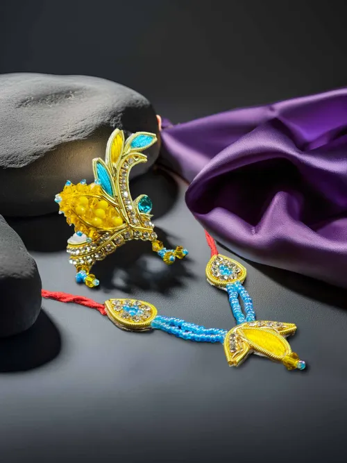Banarasi Morpankh Mukut Mala Shringar Set for Kanha Ji