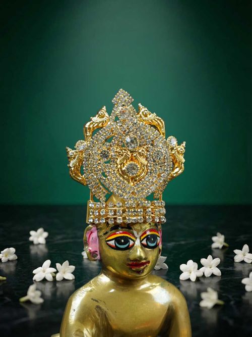 Ratnarch Crown White Stone Mukut for Thakurji