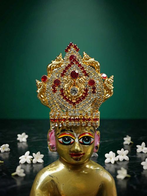Ratnarch Crown Red Stone Mukut for Thakurji