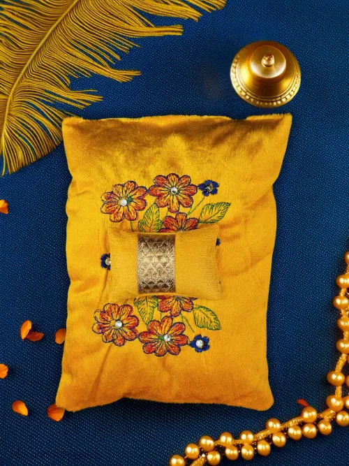Sukh Shayan Yellow Bistar Set with Razai for Thakurji