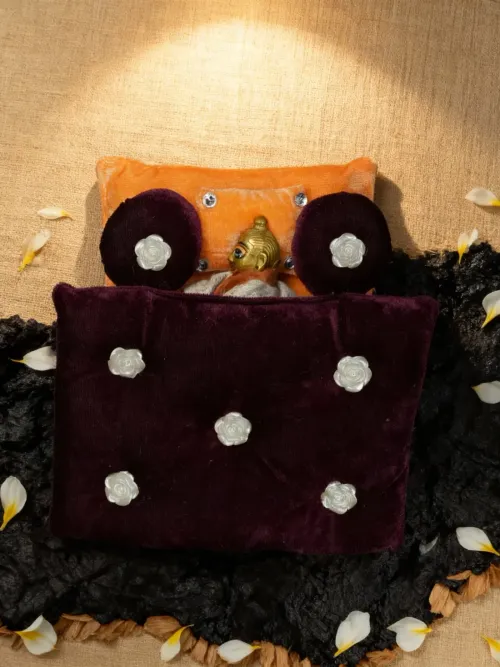 Divne Comfort Purple Orange Bistar set for Kanha Ji