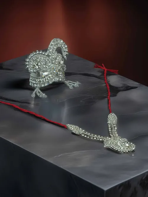 Anmol Shringar Silver Mukut Mala Set For Laddu Gopal Ji