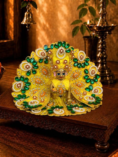 Ratnarchi 4 Pc Yellow Fancy Poshak for Laddu Gopal Ji