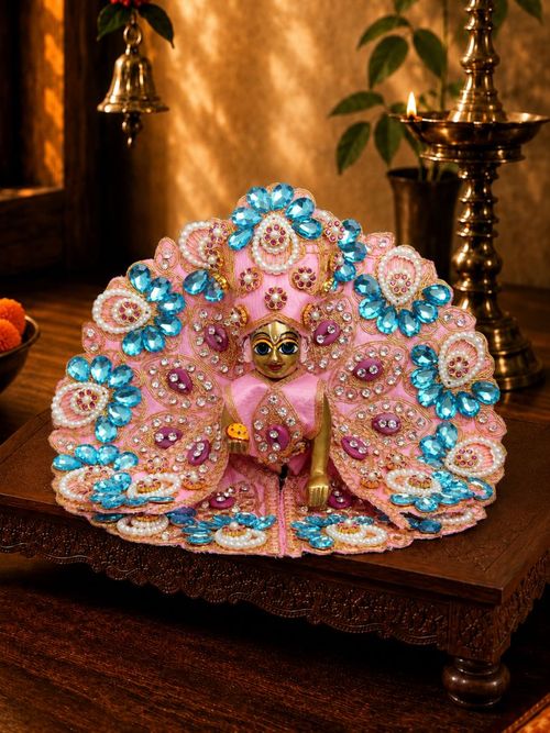 Ratnarchi 4 Pc Light Pink Fancy Poshak for Laddu Gopal Ji