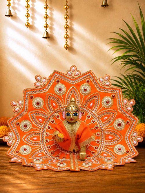Ananta Orange Fancy Poshak For Kanha Ji