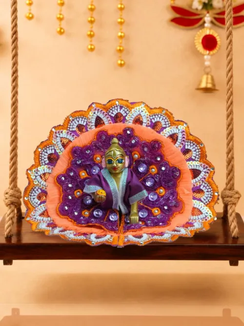 Yugmika Purple Orange Fancy Poshak for Kanha Ji