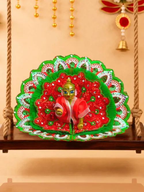 Yugmika Red Green Fancy Poshak for Kanha Ji