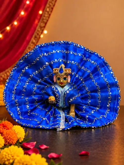 Royal Blue Laddu Gopal Navratri Gol Poshak with Mukut
