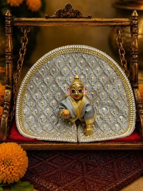 Grey Jaalshri Fancy Poshak for Laddu Gopal Ji