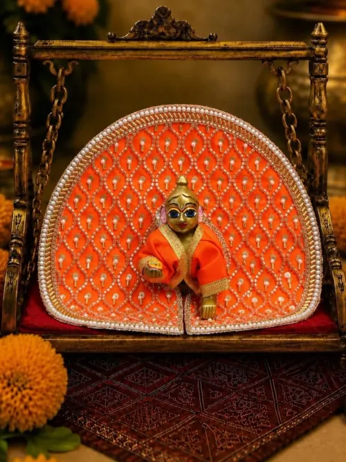 Jaalshri Fancy Orange Poshak for Laddu Gopal Ji