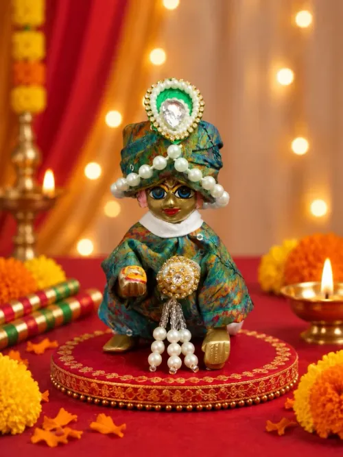 Shikhandvilas Kurta Pajama Set with Mukut for Laddu Gopal Ji