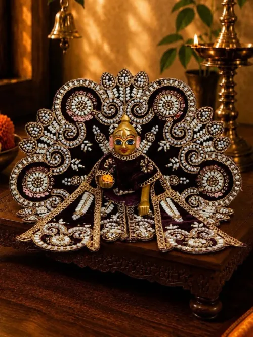 Velvet Dark Purple Fancy Poshak for Kanha Ji