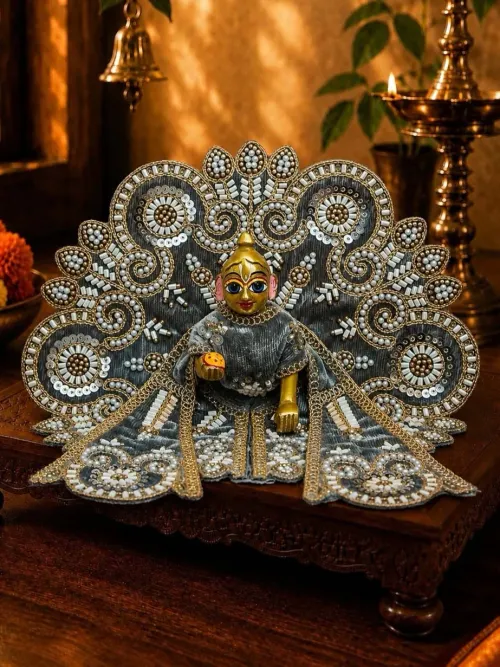 Velvet Grey Fancy Poshak for Kanha Ji