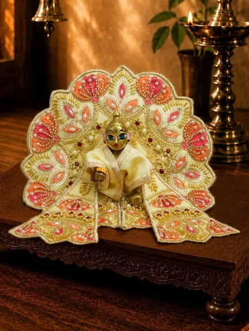 Kusumvalli Beige Fancy Poshak with Patka for Laddu Gopal