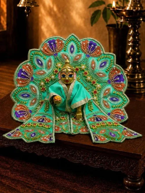 Kusumvalli Green Fancy Poshak with Patka for Laddu Gopal Ji