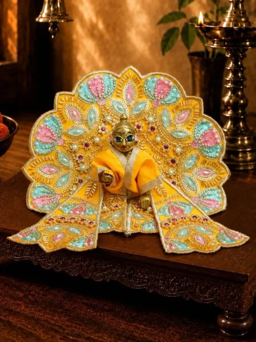 Kusumvalli Yellow Fancy Poshak with Patka for Laddu Gopal Ji