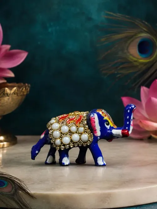 Small Fiber Designer Elephant for Kanha Ji | Laddu Gopal Toy