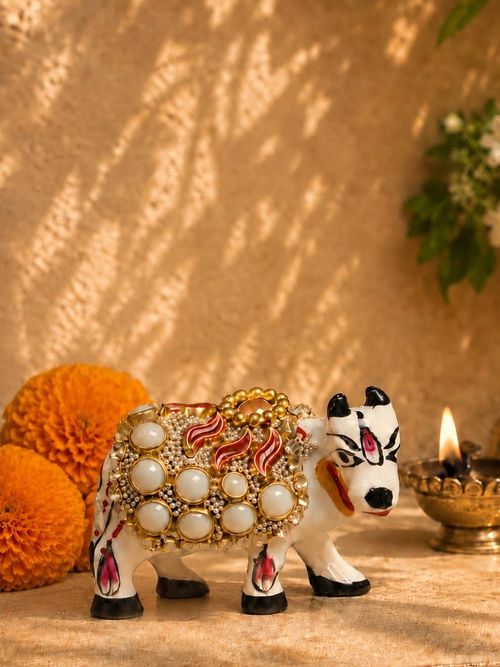 Small Fiber Designer Cow for Kanha Ji | Laddu Gopal Toy
