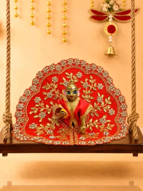 Vallari Red Fancy Poshak for Laddu Gopal Ji