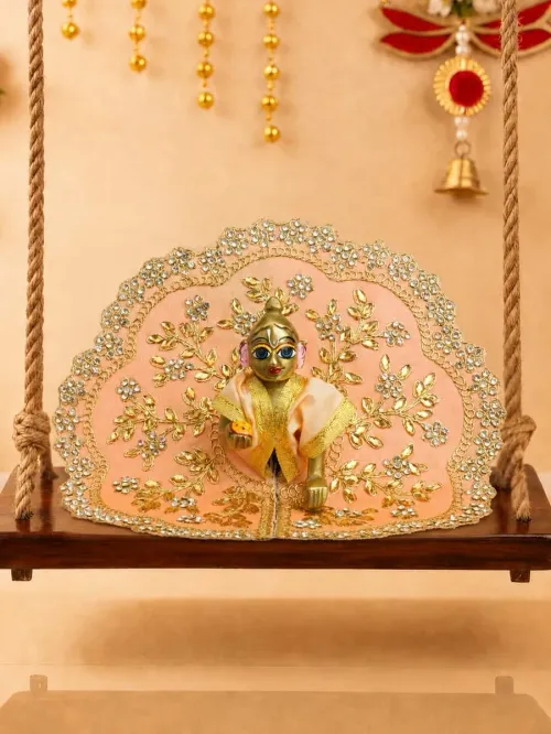 Vallari Peach Fancy Poshak for Thakurji