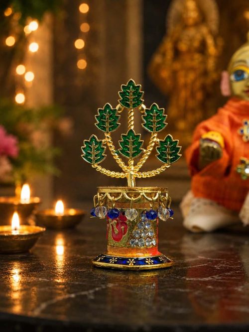 Dev Golden Color Metallic Tulsi Plant For Mandir | Laddu Gopal Toy