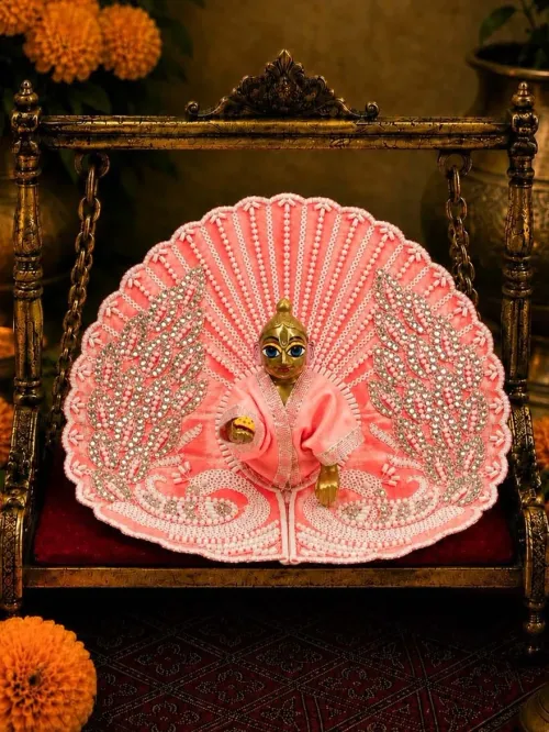 Vilasini Mayur Peach Fancy Poshak for Thakurji