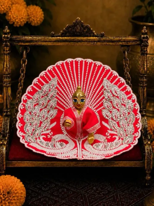 Vilasini Mayur Red Fancy Poshak for Thakurji