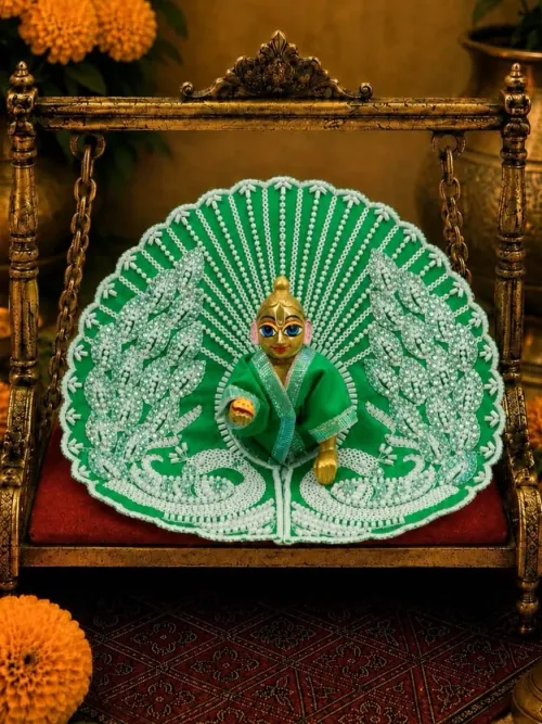 Vilasini Mayur Green Fancy Poshak for Thakurji